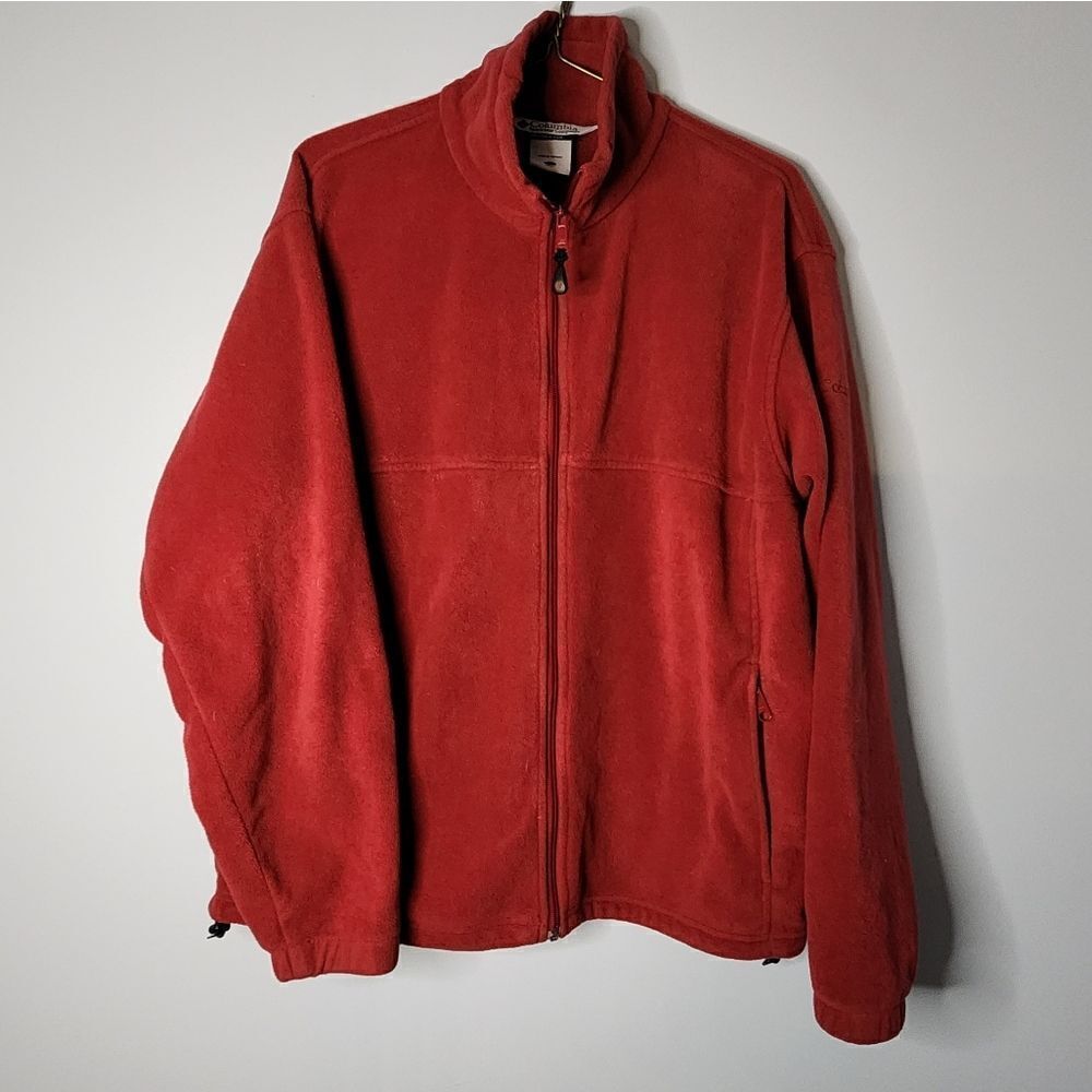Columbia Sportswear Co.Men Solid Red Full Zip Long Sleeve Casual Fleece Jacket L